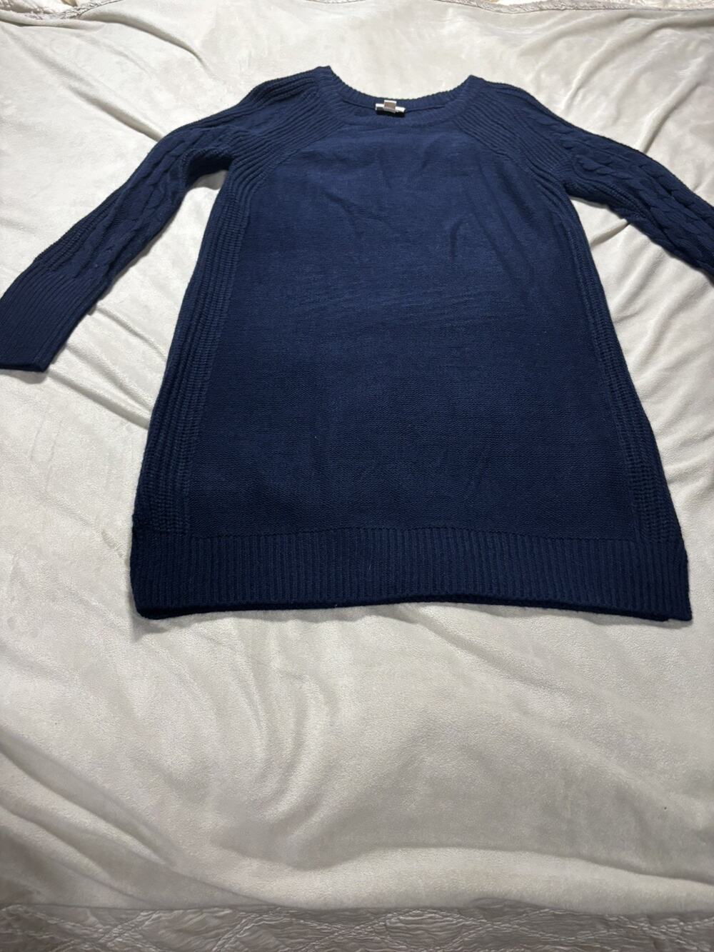 LuLaRoe Lauren Sweater Dress Tunic Size XXS Solid Blue Navy Ribbed Knit Extra